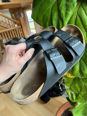 Birkenstock Black Two-Strap Arizona Sandals with Buckles